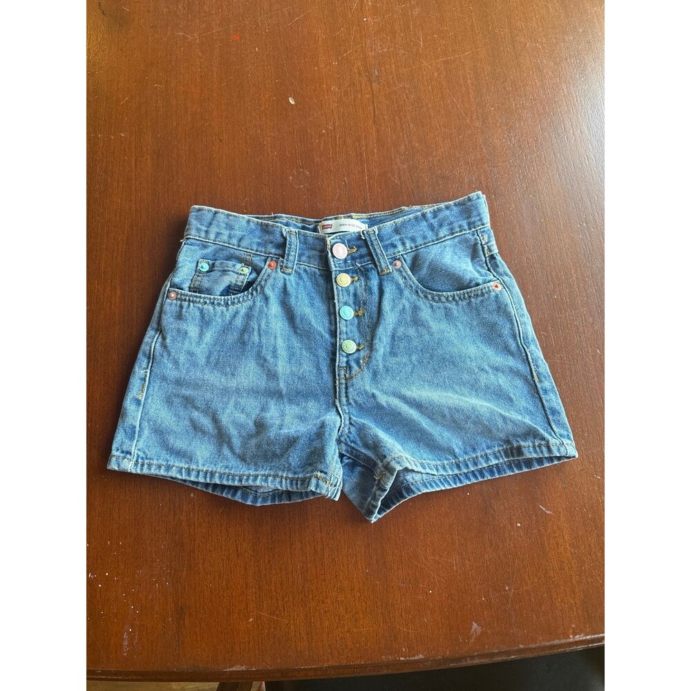 LEVIS kids rainbow button fly high rise denim shorts